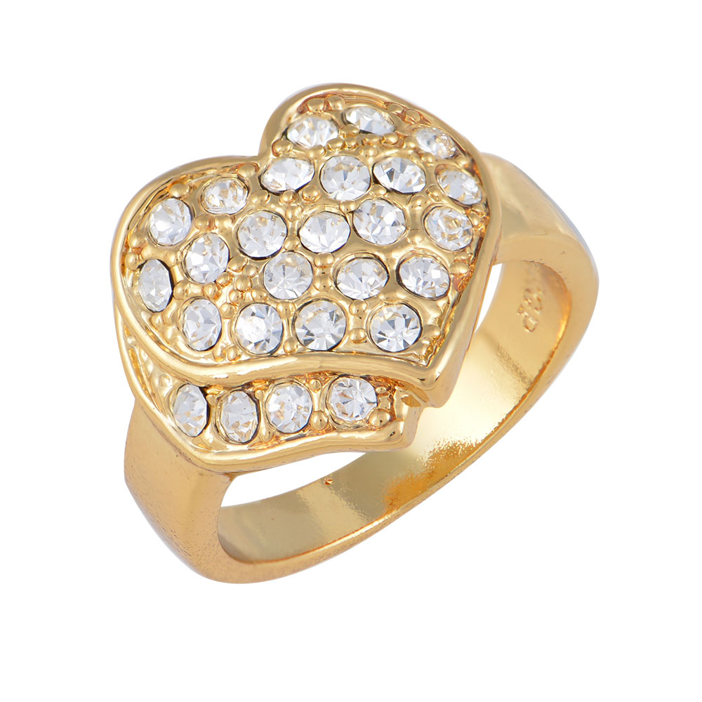 Δαχτυλίδι Καρδιά από Alloy επιπλατινωμένο με Χρυσό 18Κ