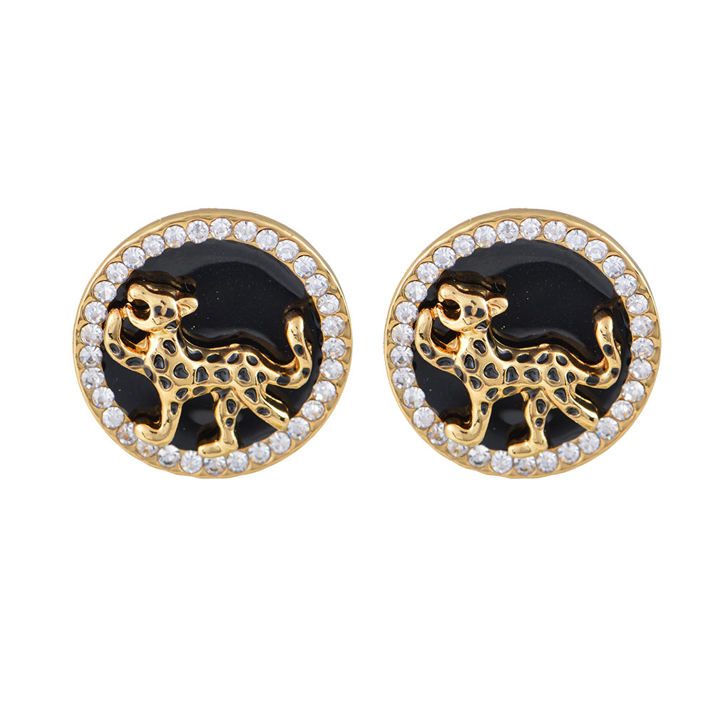Stud Dog Earrings in Alloy with 18K Gold plating