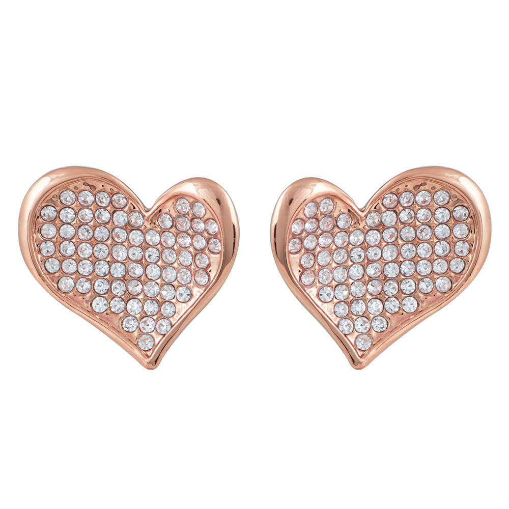 Σκουλαρίκια Καρφωτά Καρδιά από Alloy επιπλατινωμένα με Χρυσό 18Κ