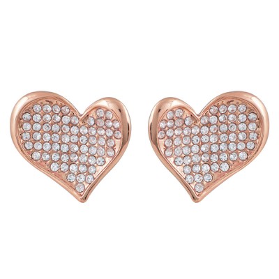 Σκουλαρίκια Καρφωτά Καρδιά από Alloy επιπλατινωμένα με Χρυσό 18Κ