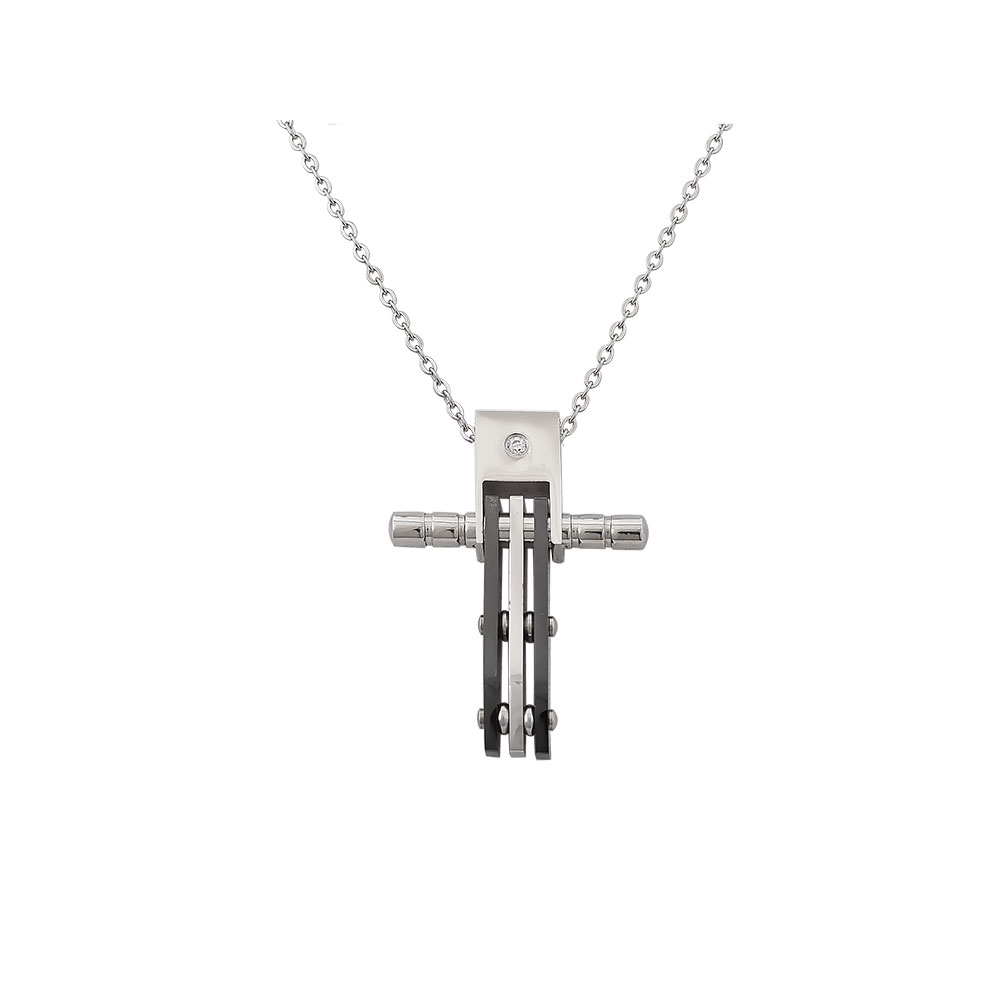 Men's Cross Necklace in Stainless Steel