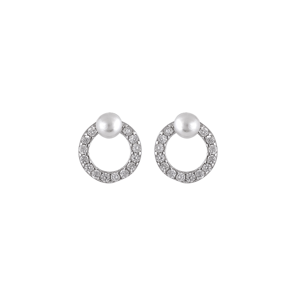 Stud Circle Earrings in Silver 925