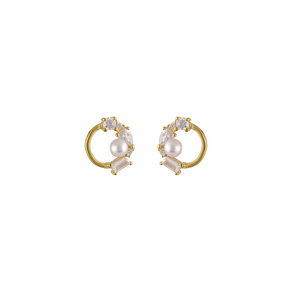 Stud Circle Earrings in Silver 925