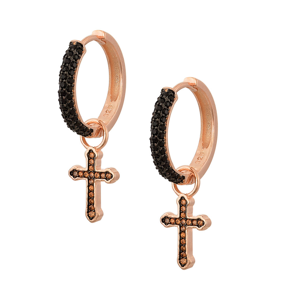 Huggie Cross Earrings in Silver 925