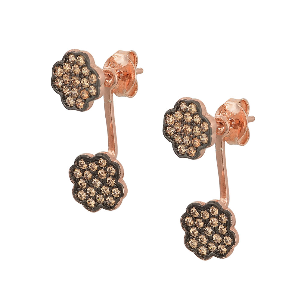 Jacket Flower Earrings in Silver 925