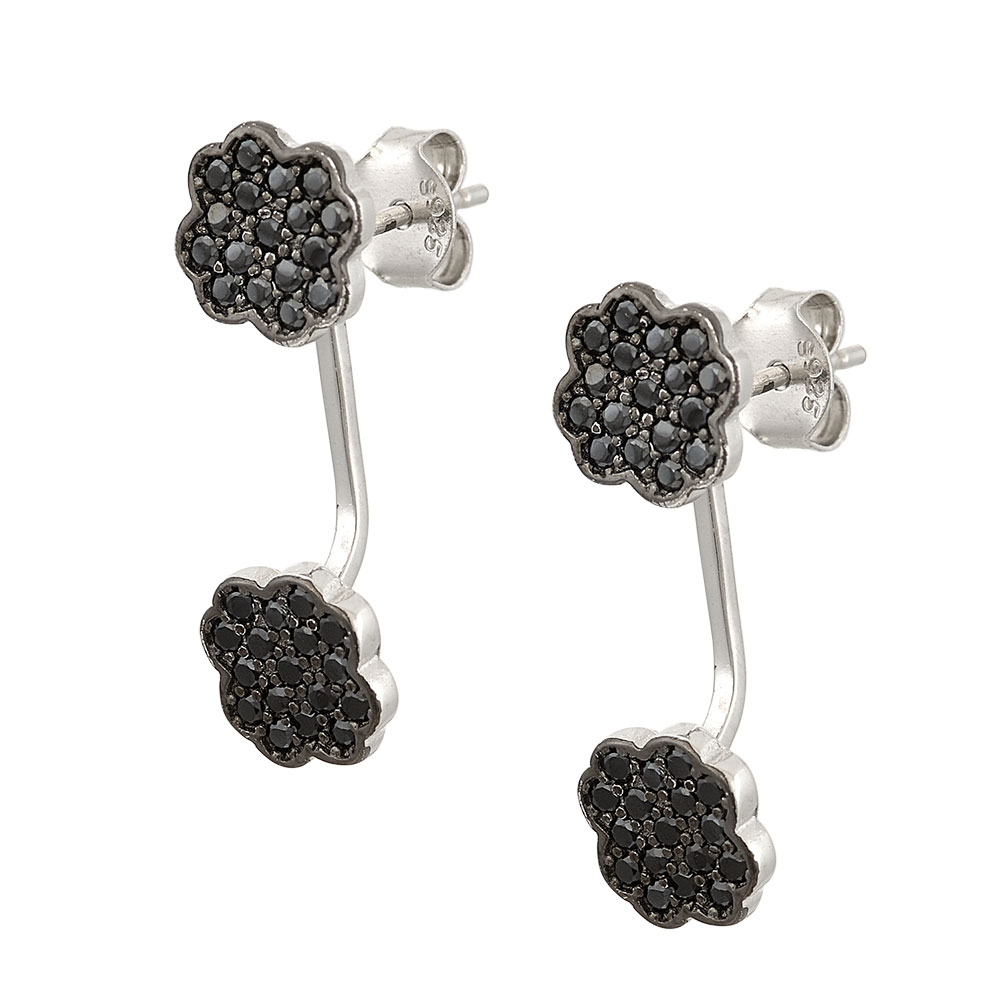 Jacket Flower Earrings in Silver 925