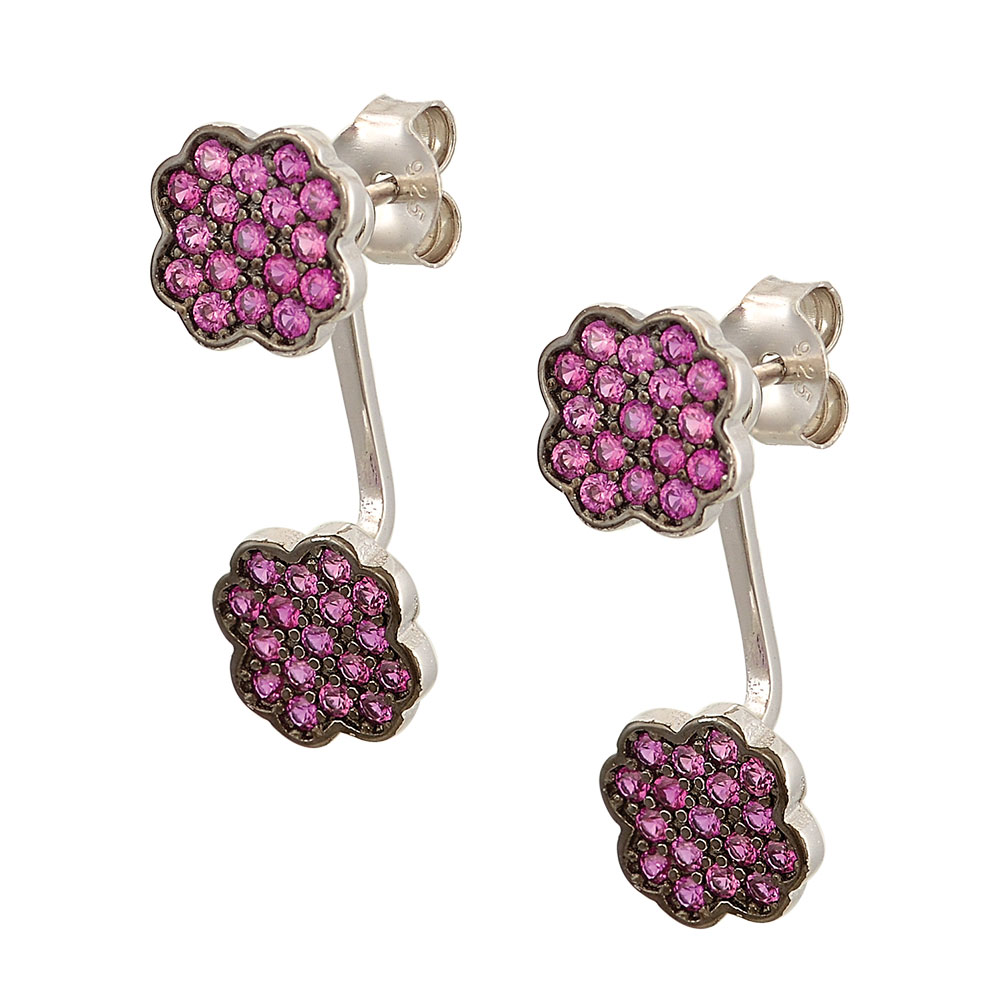 Jacket Flower Earrings in Silver 925