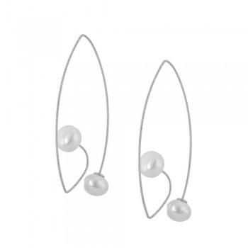  Threader Pearl Earrings in Silver 925
