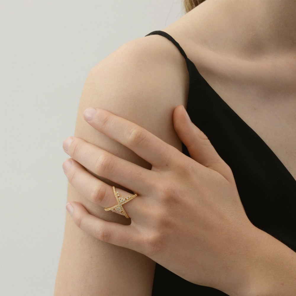 Δαχτυλίδι Shimmer επιπλατινωμένο με Χρυσό 14Κ
