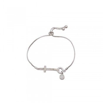 Cross Bracelet with Opal Stone in Silver 925