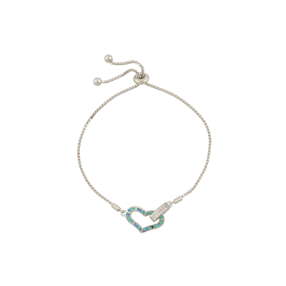 Heart Bracelet with Opal Stone in Silver 925