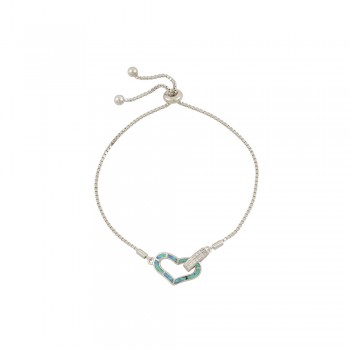 Βραχιόλι Καρδιά με Opal Πέτρα από Ασήμι 925