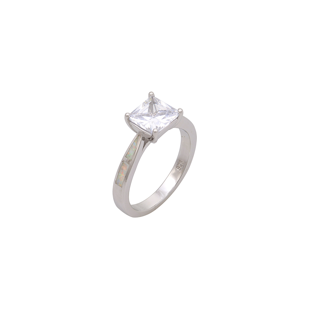 Solitaire Ring with Opal Stone in Silver 925