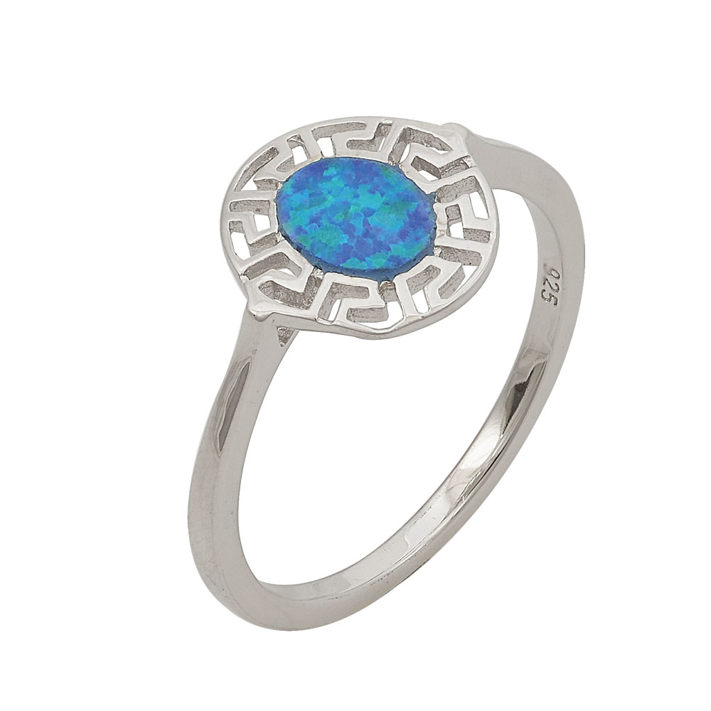 Ring Solitaire with Opal Stone in Silver 925