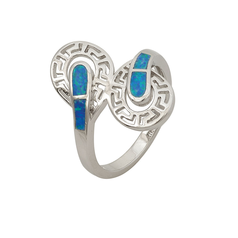Perforated Ring with Opal Stone in Silver 925