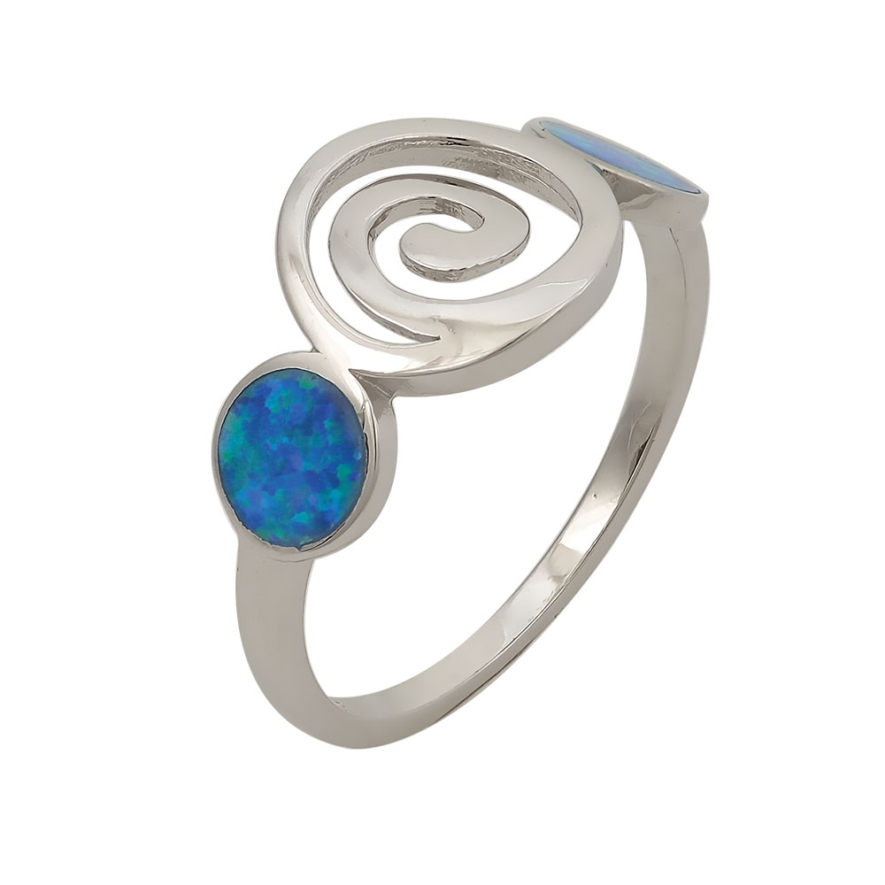 Spiral Ring with Opal Stone in Silver 925