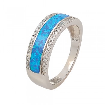 Band Ring with Opal Stone in Silver 925