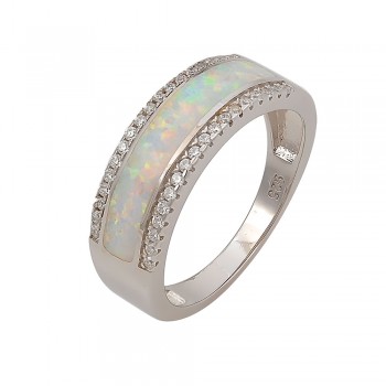 Band Ring with Opal Stone in Silver 925