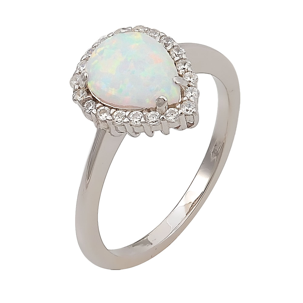 Rosette Ring with Opal Stone in Silver 925