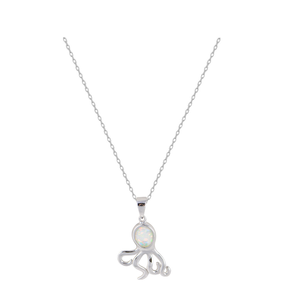 Octapus Necklace with Opal Stone in Silver 925