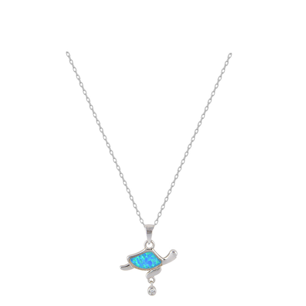 Turtle Necklace with Opal Stone in Silver 925