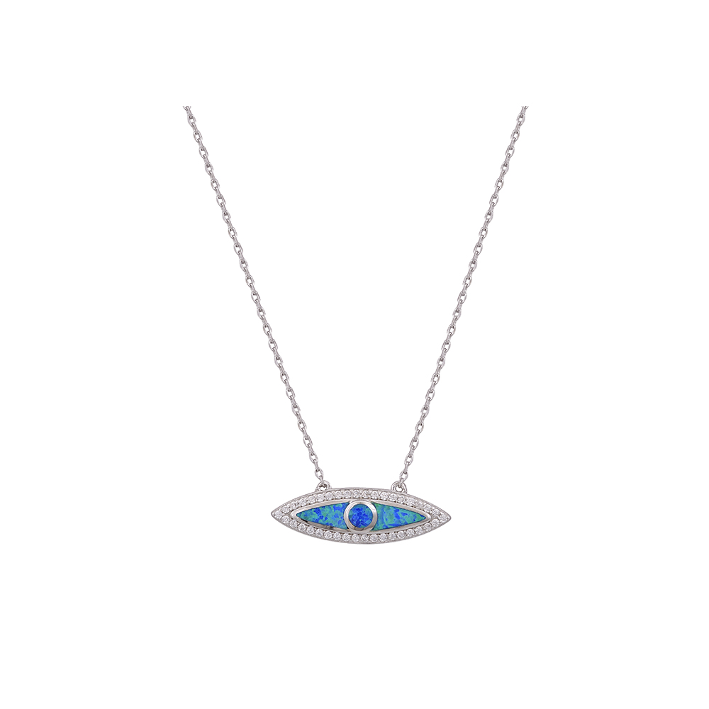 Eye Necklace with Opal Stone in Silver 925