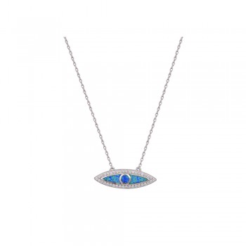 Eye Necklace with Opal Stone in Silver 925