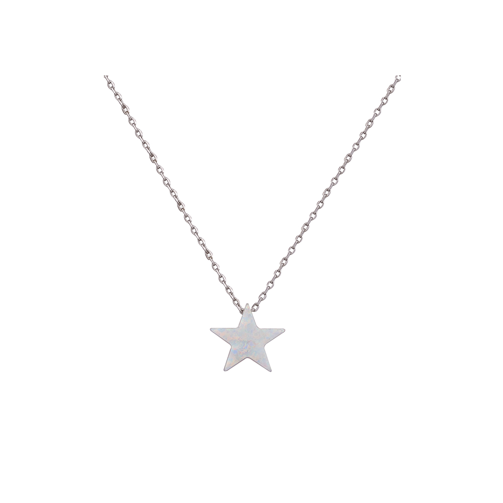 Star Necklace with Opal Stone in Silver 925