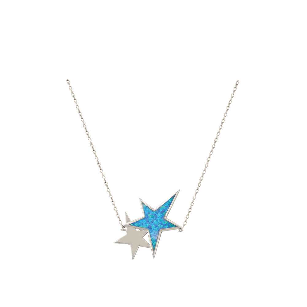 Star Necklace with Opal Stone in Silver 925
