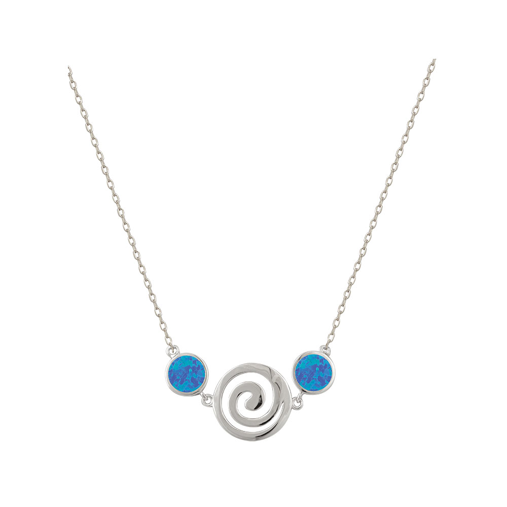 Spiral Necklace with Opal Stone in Silver 925