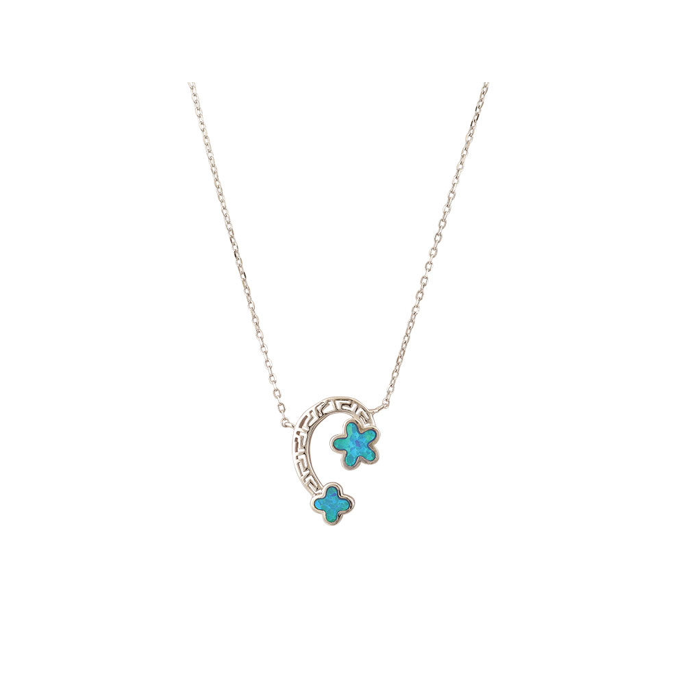 Flower Necklace with Opal Stone in Silver 925