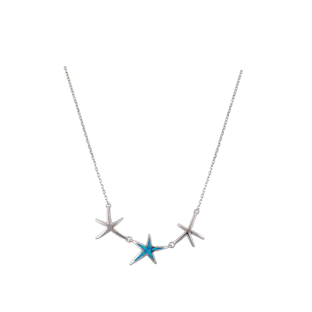 Starfish Necklace with Opal Stone in Silver 925