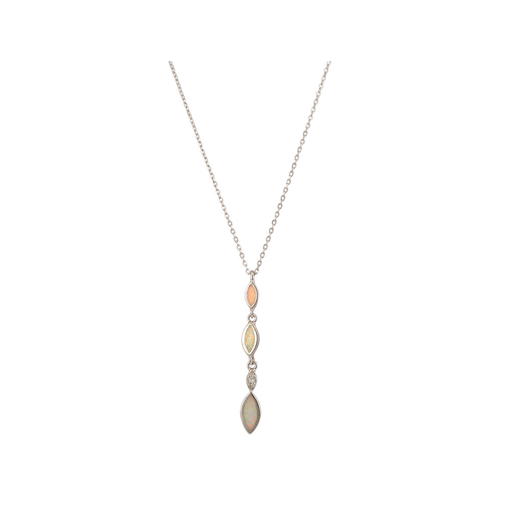 Tie Necklace with Opal Stone in Silver 925