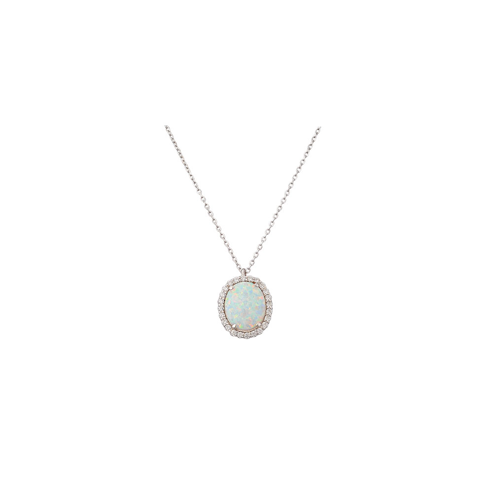 Rosette Necklace with Opal Stone in Silver 925