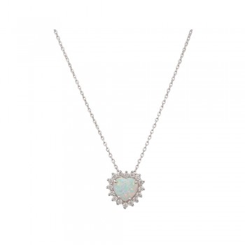 Κολιέ Καρδιά με Opal Πέτρα από Ασήμι 925