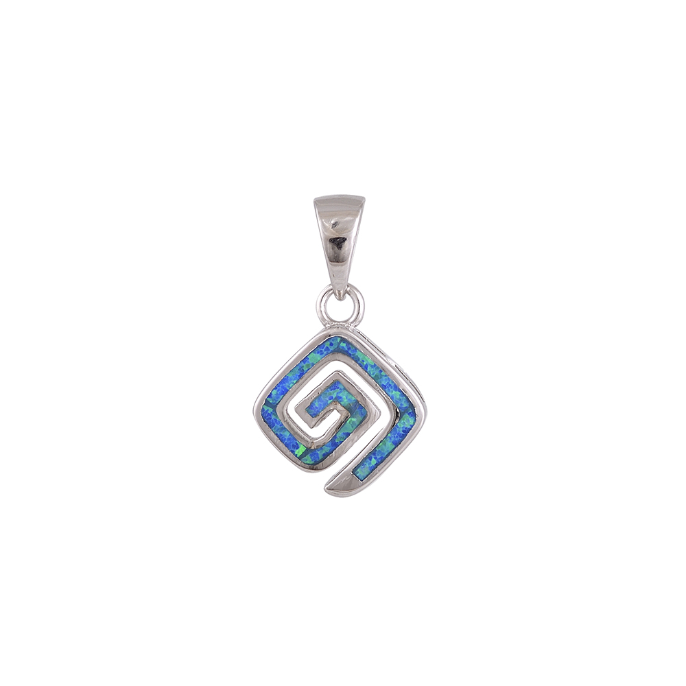 Meander Pendant with Opal Stone in Silver 925