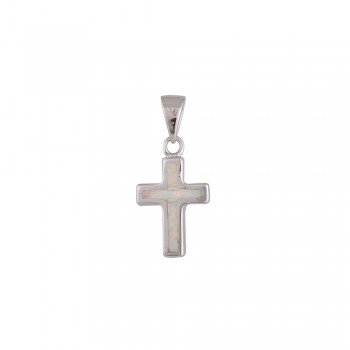 Cross Pendant with Opal Stone in Silver 925