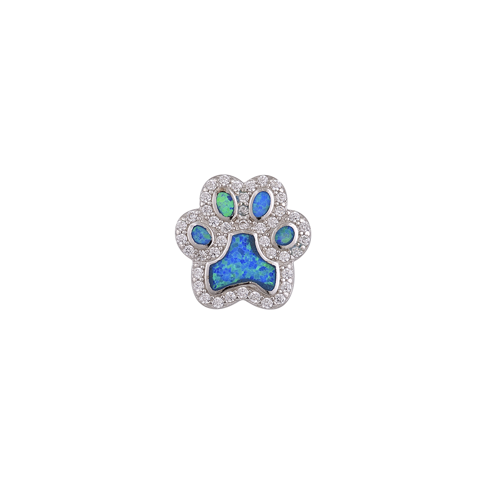 Paw Pendant with Opal Stone in Silver 925