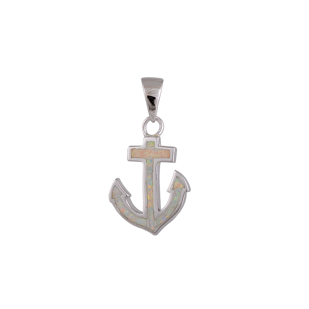 Anchor Pendant with Opal Stone in Silver 925