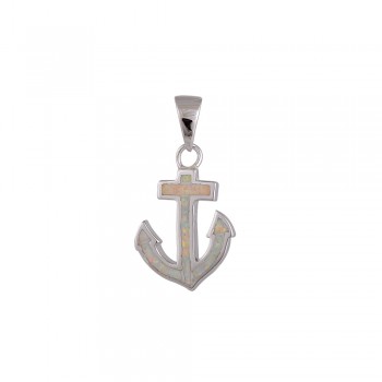 Anchor Pendant with Opal Stone in Silver 925