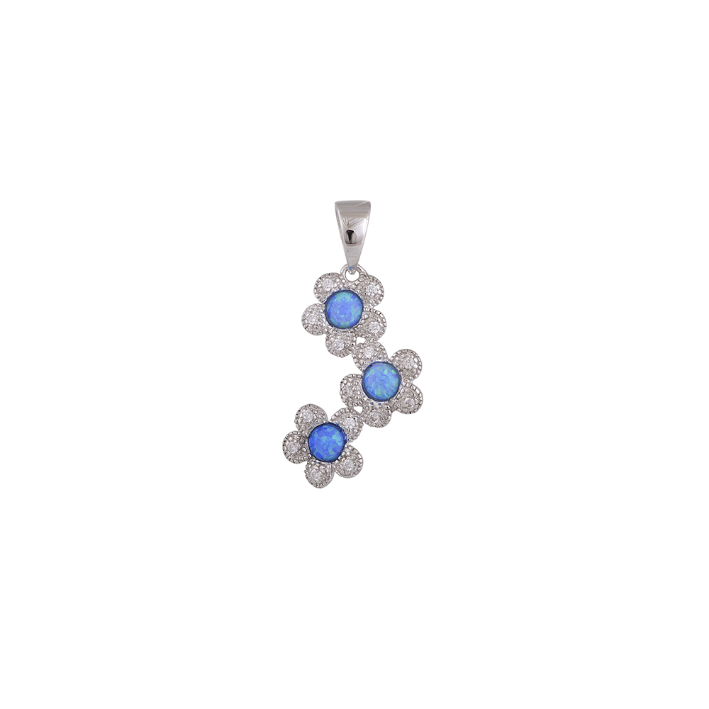 Flower Pendant with Opal Stone in Silver 925
