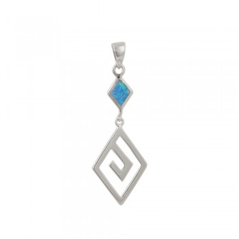 Meander Pendant with Opal Stone in Silver 925