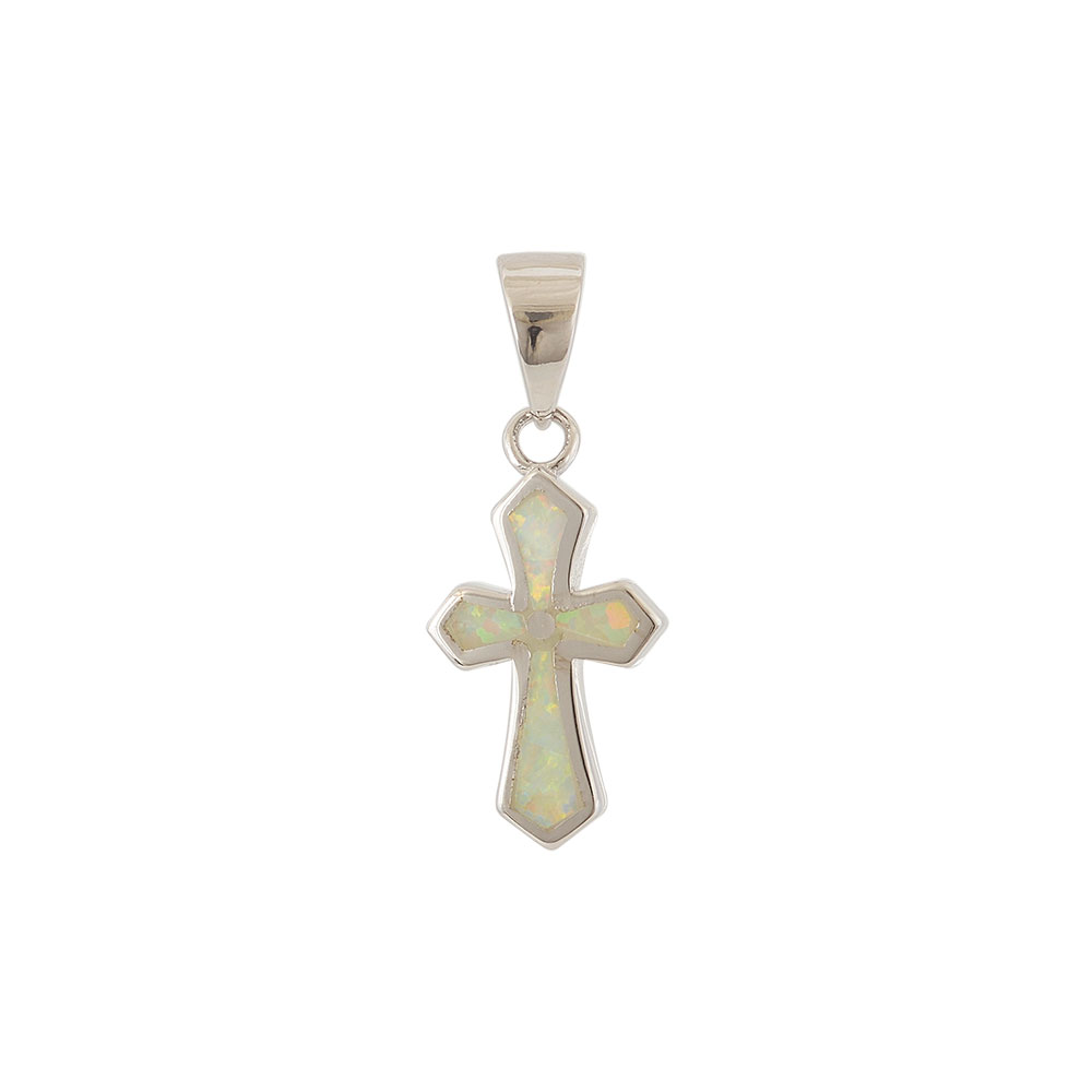 Μοτίφ Σταυρός με Opal Πέτρα από Ασήμι 925