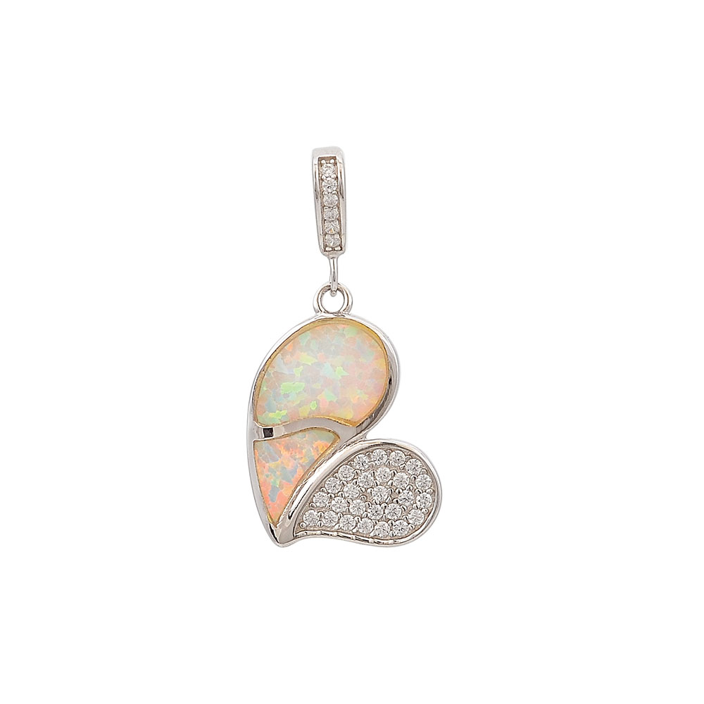Heart Pendant with Opal Stone in Silver 925