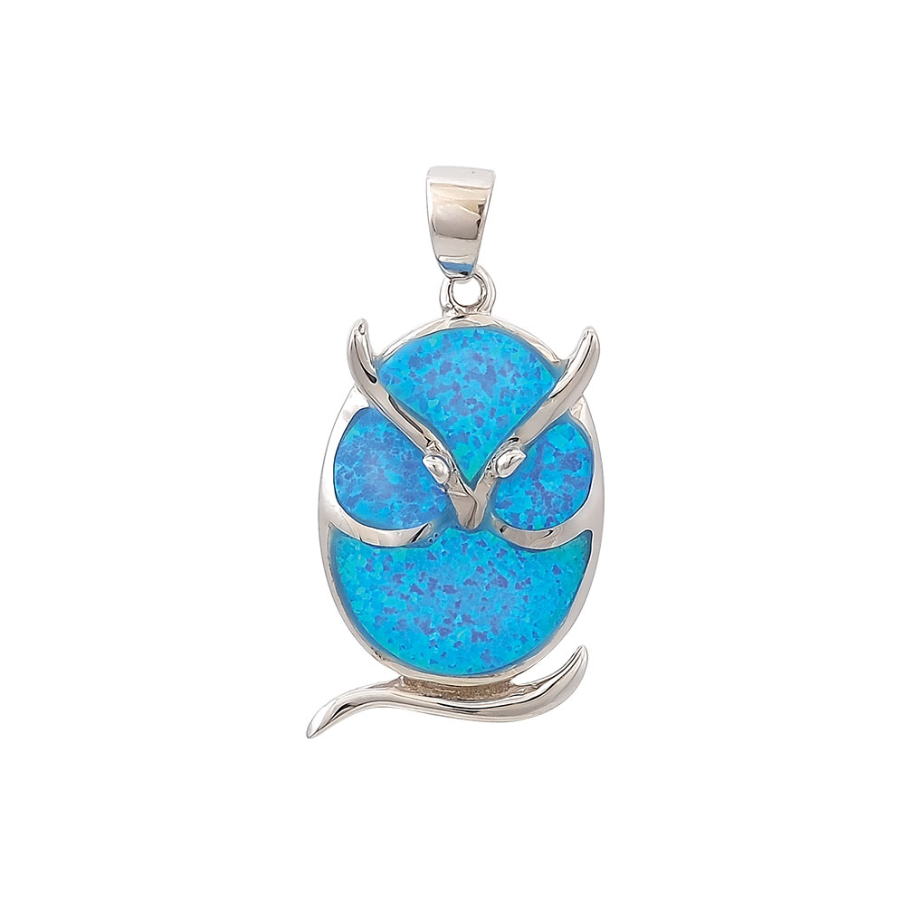 Owl Pendant with Opal Stone in Silver 925