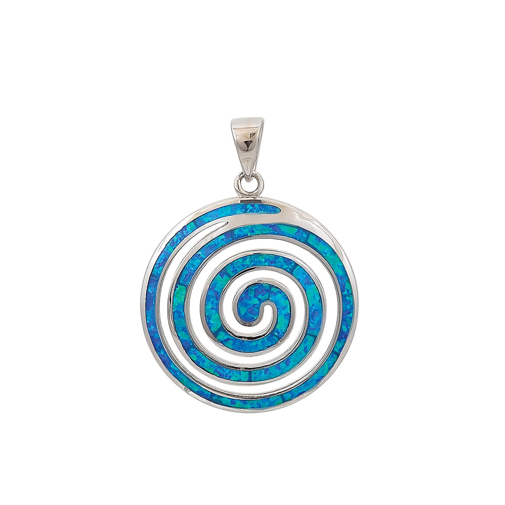 Spiral Pendant with Opal Stone in Silver 925