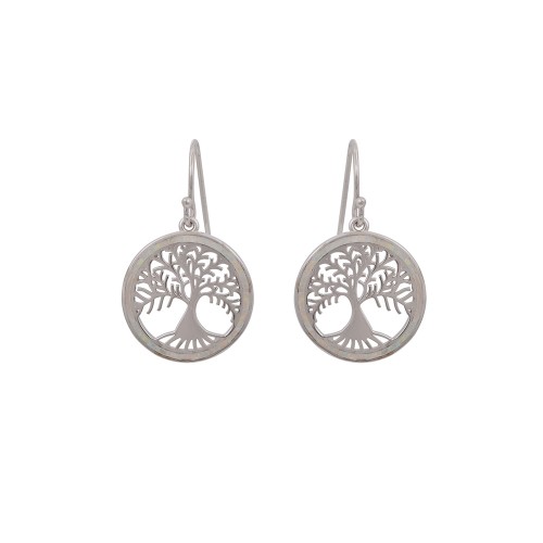 Wire hook Tree Earrings with Opal Stone in Silver 925