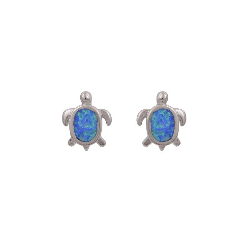 Σκουλαρίκια Καρφωτά Χελώνα με Opal Πέτρα από Ασήμι 925