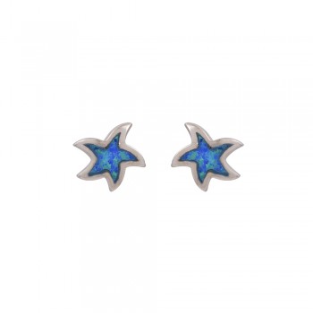 Σκουλαρίκια Καρφωτά Αστερίας με Opal Πέτρα από Ασήμι 925