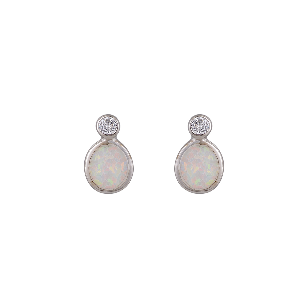 Teardrop Earrings with Opal Stone in Silver 925